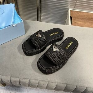 Prada Woven Slide Sandals